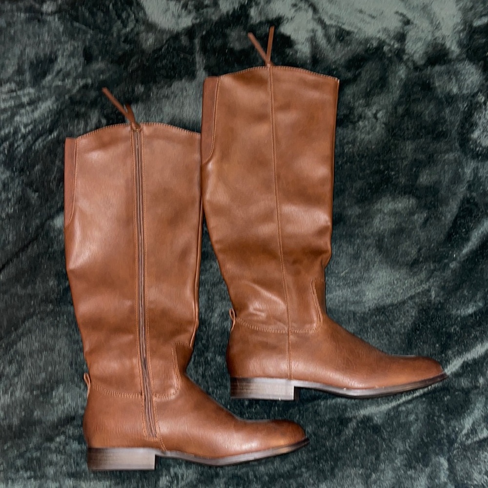 Brown leather boots